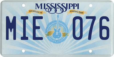 MS license plate MIE076
