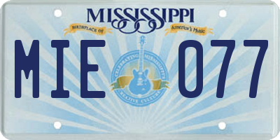 MS license plate MIE077