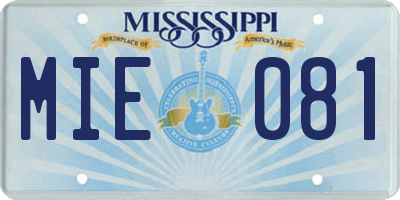 MS license plate MIE081