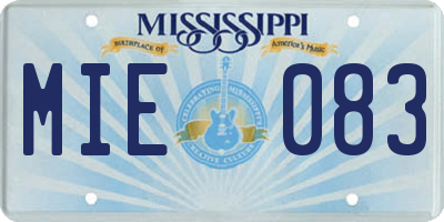 MS license plate MIE083