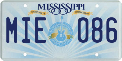 MS license plate MIE086