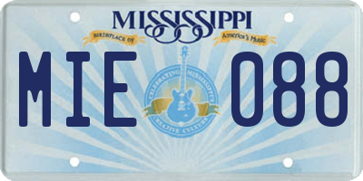 MS license plate MIE088