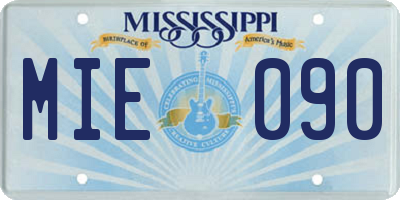 MS license plate MIE090