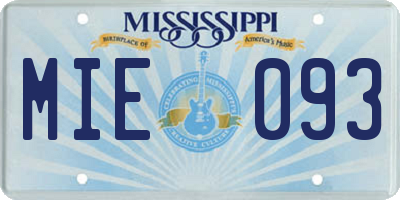 MS license plate MIE093