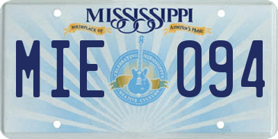 MS license plate MIE094
