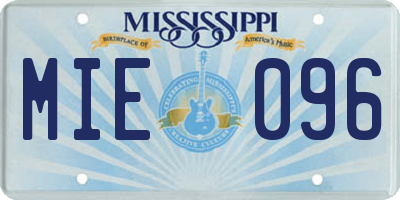 MS license plate MIE096