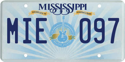 MS license plate MIE097