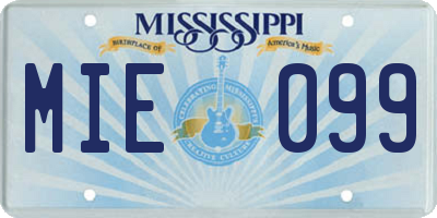 MS license plate MIE099