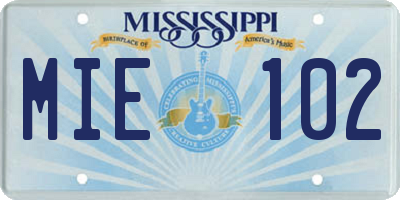 MS license plate MIE102