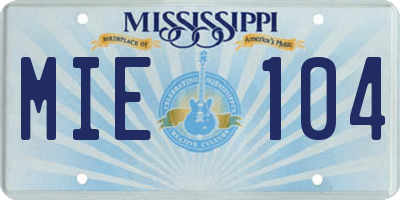 MS license plate MIE104