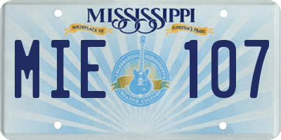 MS license plate MIE107