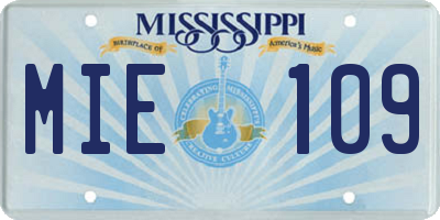 MS license plate MIE109
