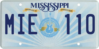 MS license plate MIE110