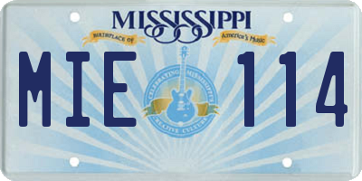 MS license plate MIE114