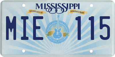 MS license plate MIE115