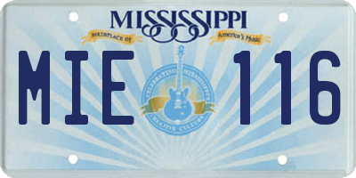 MS license plate MIE116
