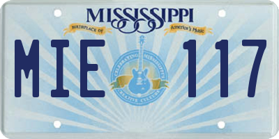 MS license plate MIE117