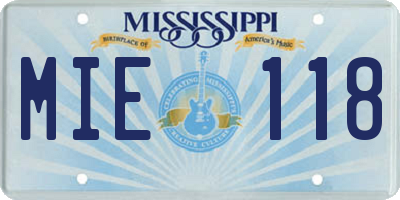 MS license plate MIE118