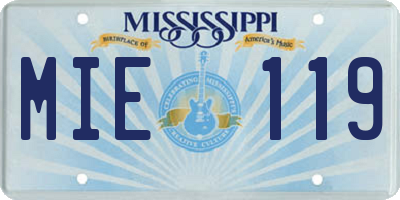 MS license plate MIE119