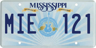 MS license plate MIE121