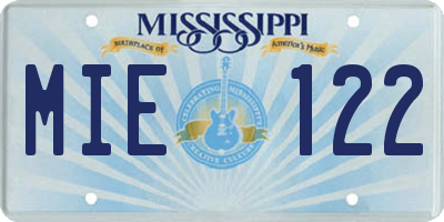 MS license plate MIE122