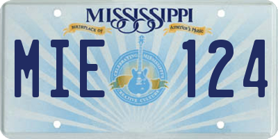 MS license plate MIE124