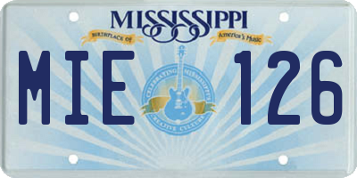 MS license plate MIE126