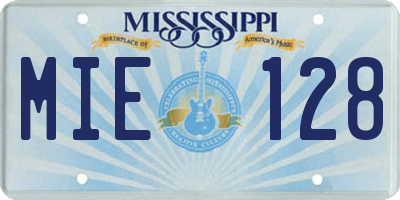 MS license plate MIE128