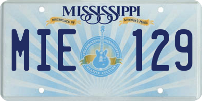 MS license plate MIE129