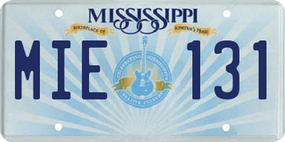 MS license plate MIE131