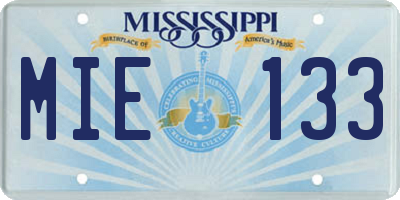 MS license plate MIE133