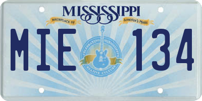 MS license plate MIE134