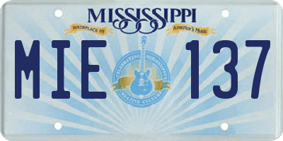 MS license plate MIE137