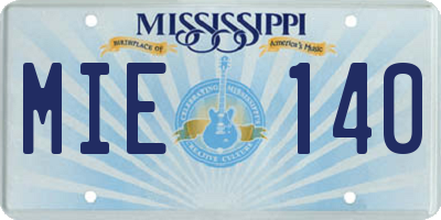MS license plate MIE140