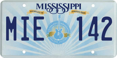 MS license plate MIE142