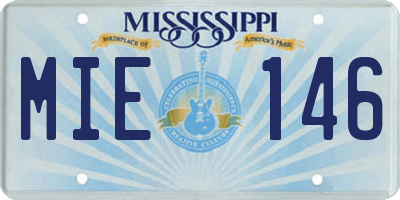 MS license plate MIE146