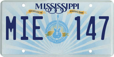 MS license plate MIE147