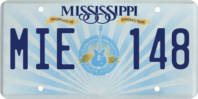 MS license plate MIE148
