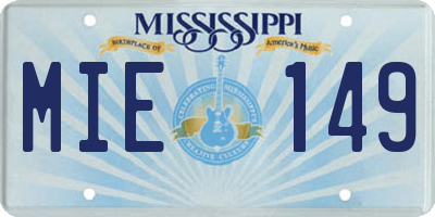 MS license plate MIE149