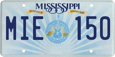 MS license plate MIE150