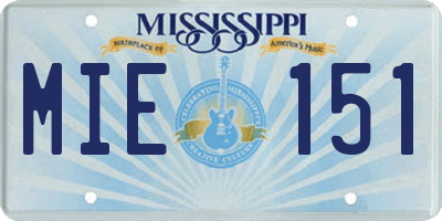 MS license plate MIE151