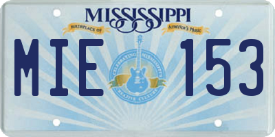 MS license plate MIE153
