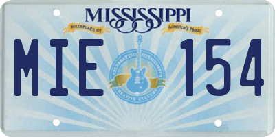 MS license plate MIE154