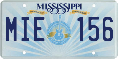 MS license plate MIE156