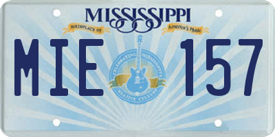 MS license plate MIE157
