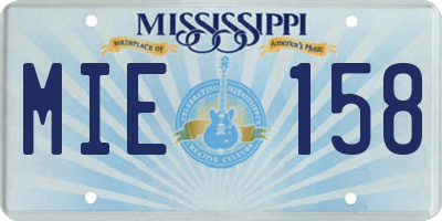 MS license plate MIE158