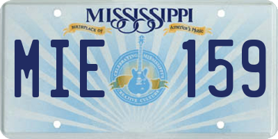 MS license plate MIE159