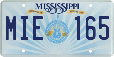 MS license plate MIE165