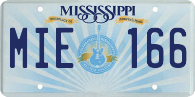 MS license plate MIE166