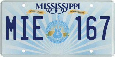 MS license plate MIE167